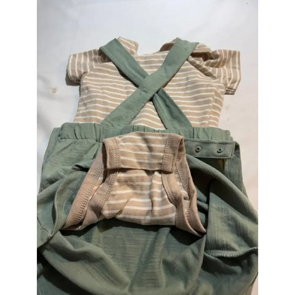 Pekkle Baby Boys' Tool Embroidered Romper with Striped Shirt